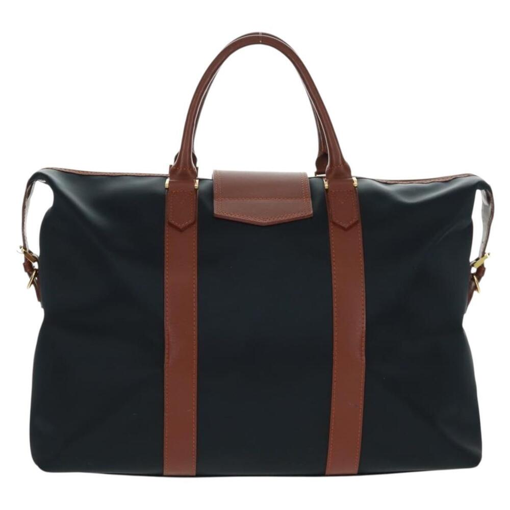SAINT LAURENT Boston Bag Nylon Leather Navy Gold Auth bs31763 - Picture 2 of 16